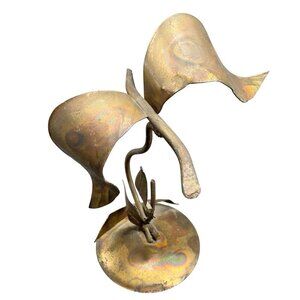 Vintage Brutalist Metal Sculpture Made In Hong Kong Bird Flying Figure Decor VTG